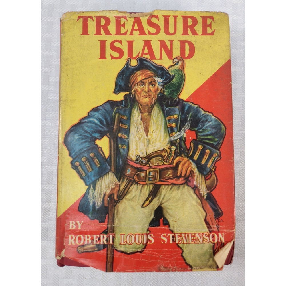 Antique 1924 Treasure Island Robert Louis Stevenson Saalfield Illustrated Book